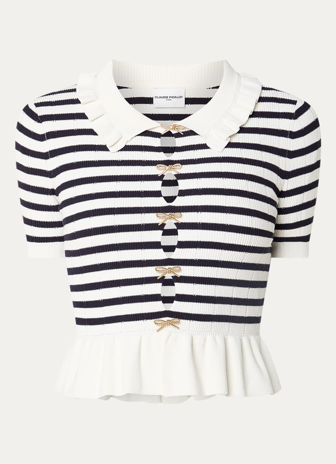 Claudie Pierlot Fijngebreide top met cut-out detail - voorkant wit