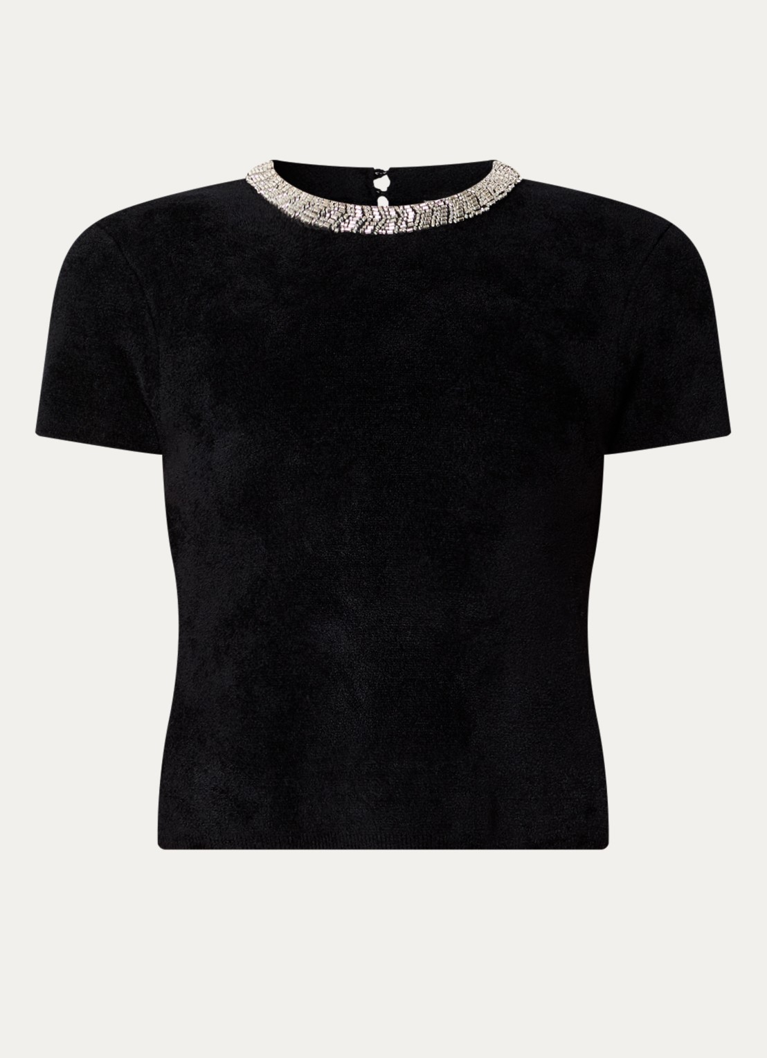 Claudie Pierlot Fijngebreide top met ronde hals - voorkant 3 zwart
