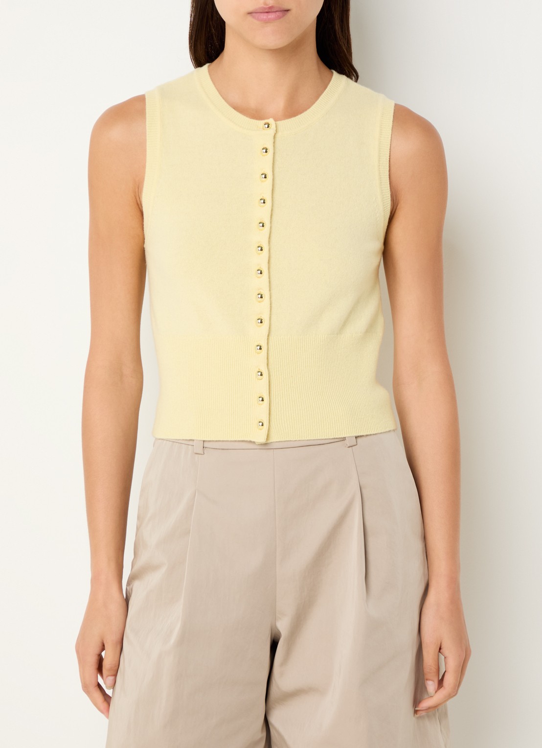 Claudie Pierlot Fijngebreide top van wol - detail geel