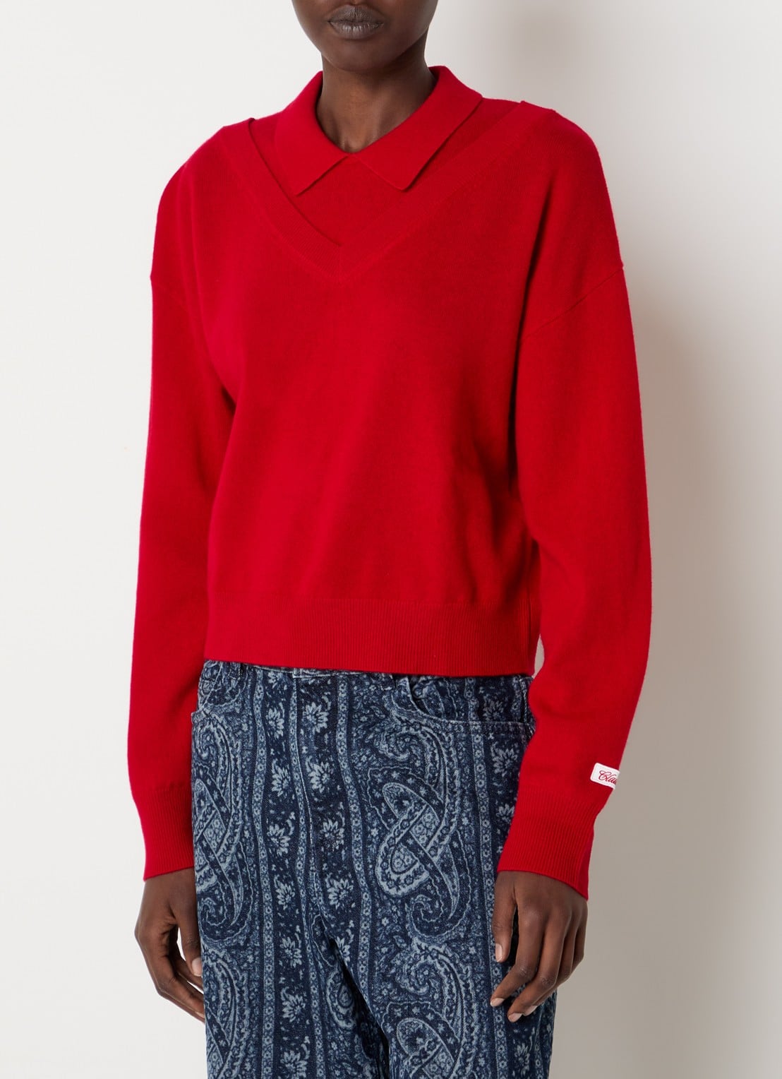 Claudie Pierlot Fijngebreide trui van wol - detail 4 rood