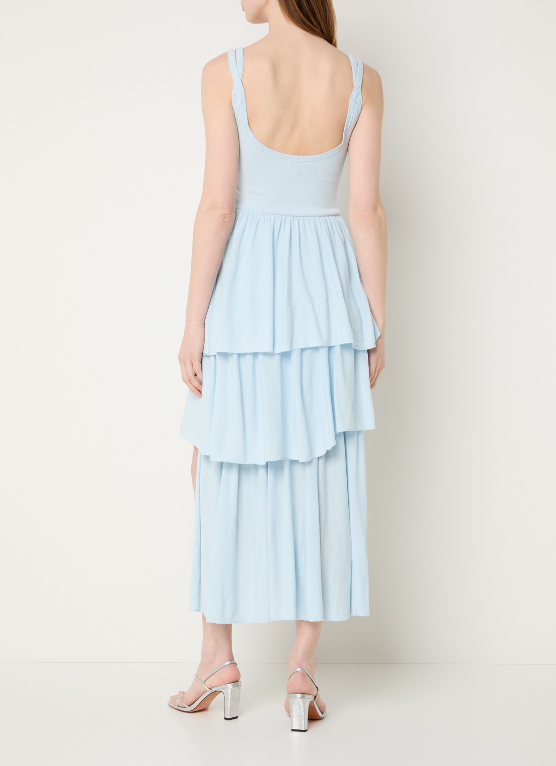Claudie Pierlot Gelaagde midi jurk - achterkant 2 lichtblauw