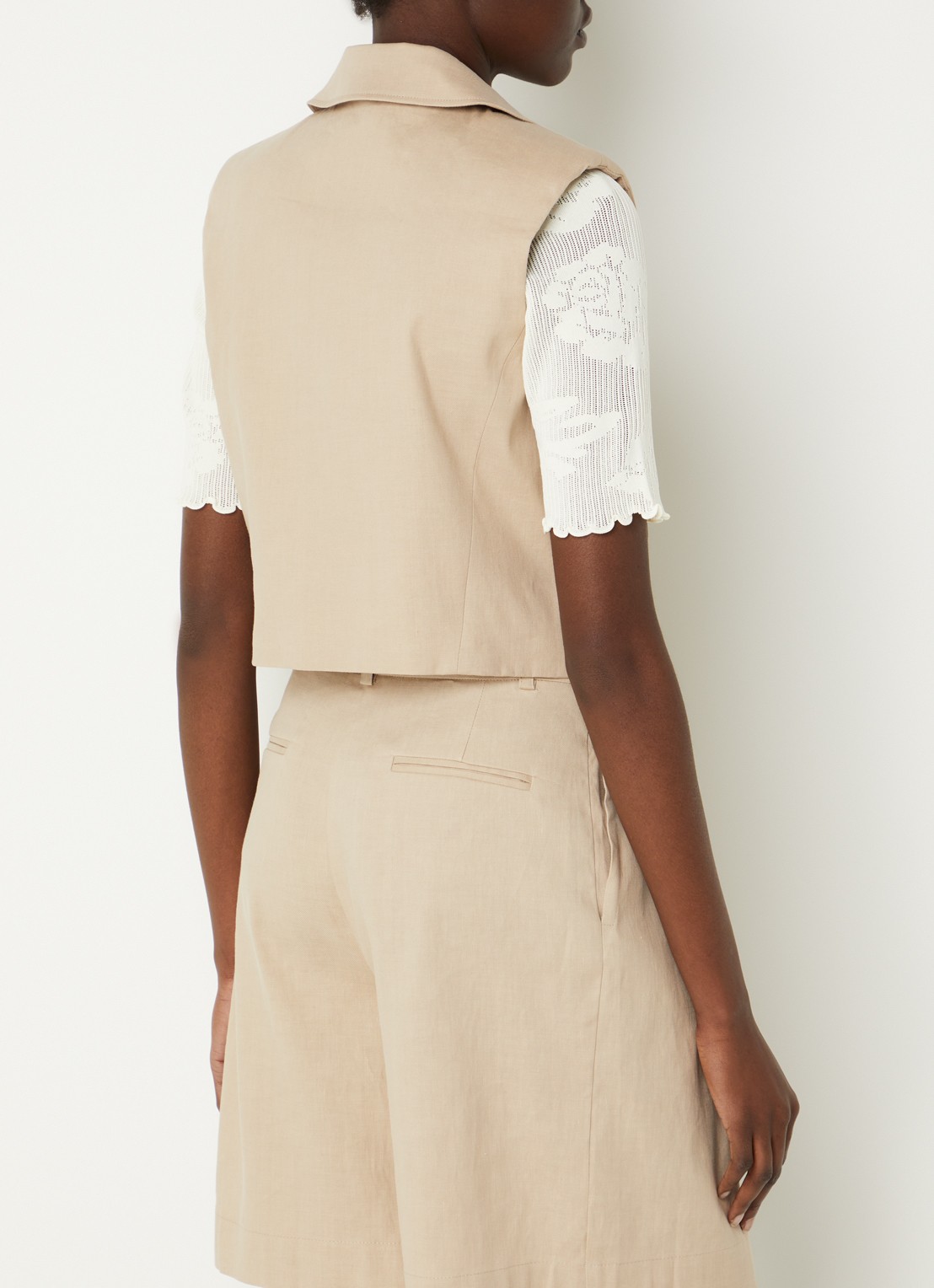 Claudie Pierlot Gilet in linnenblend met steekzakken  - achterkant 4 beige