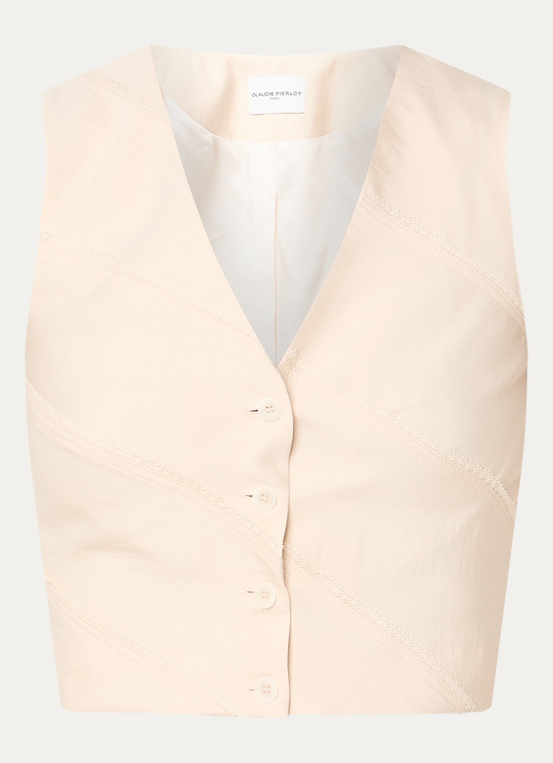 Claudie Pierlot Gilet met V-hals - voorkant creme