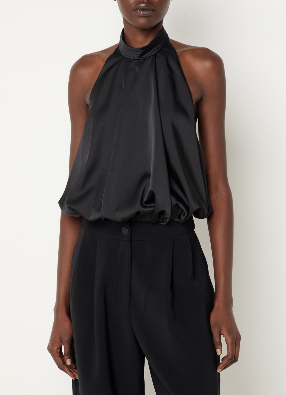 Claudie Pierlot Haltertop van satijn - detail zwart
