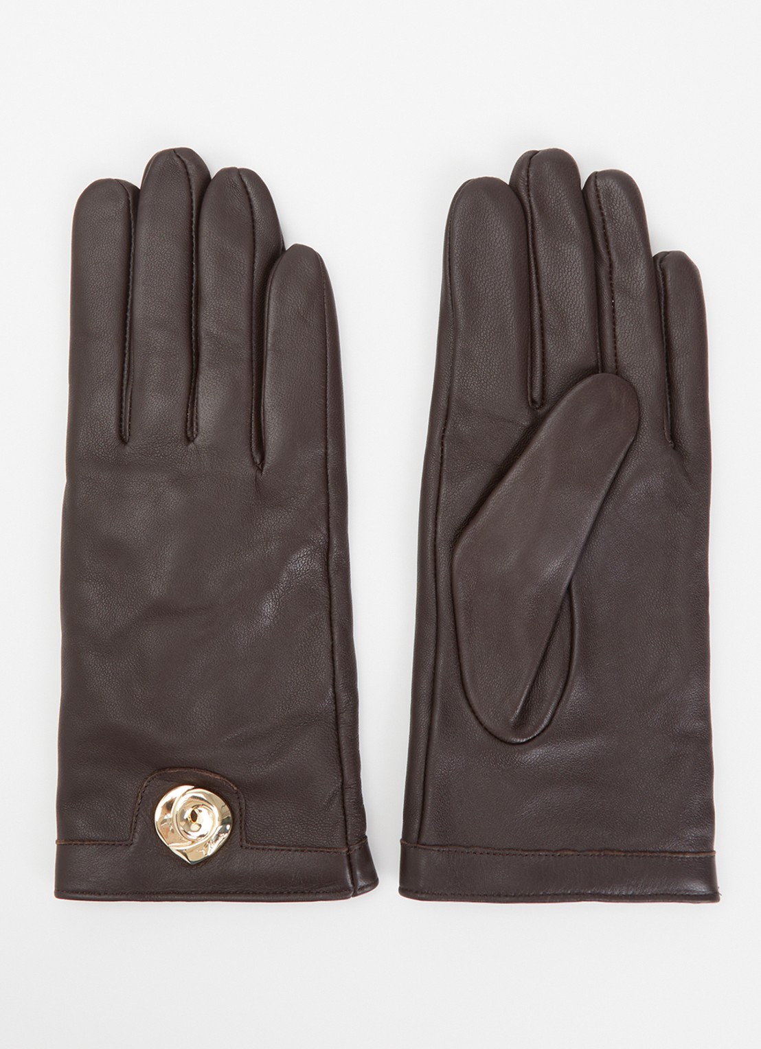 Claudie Pierlot Handschoenen van lamsleer - voorkant chocoladebruin