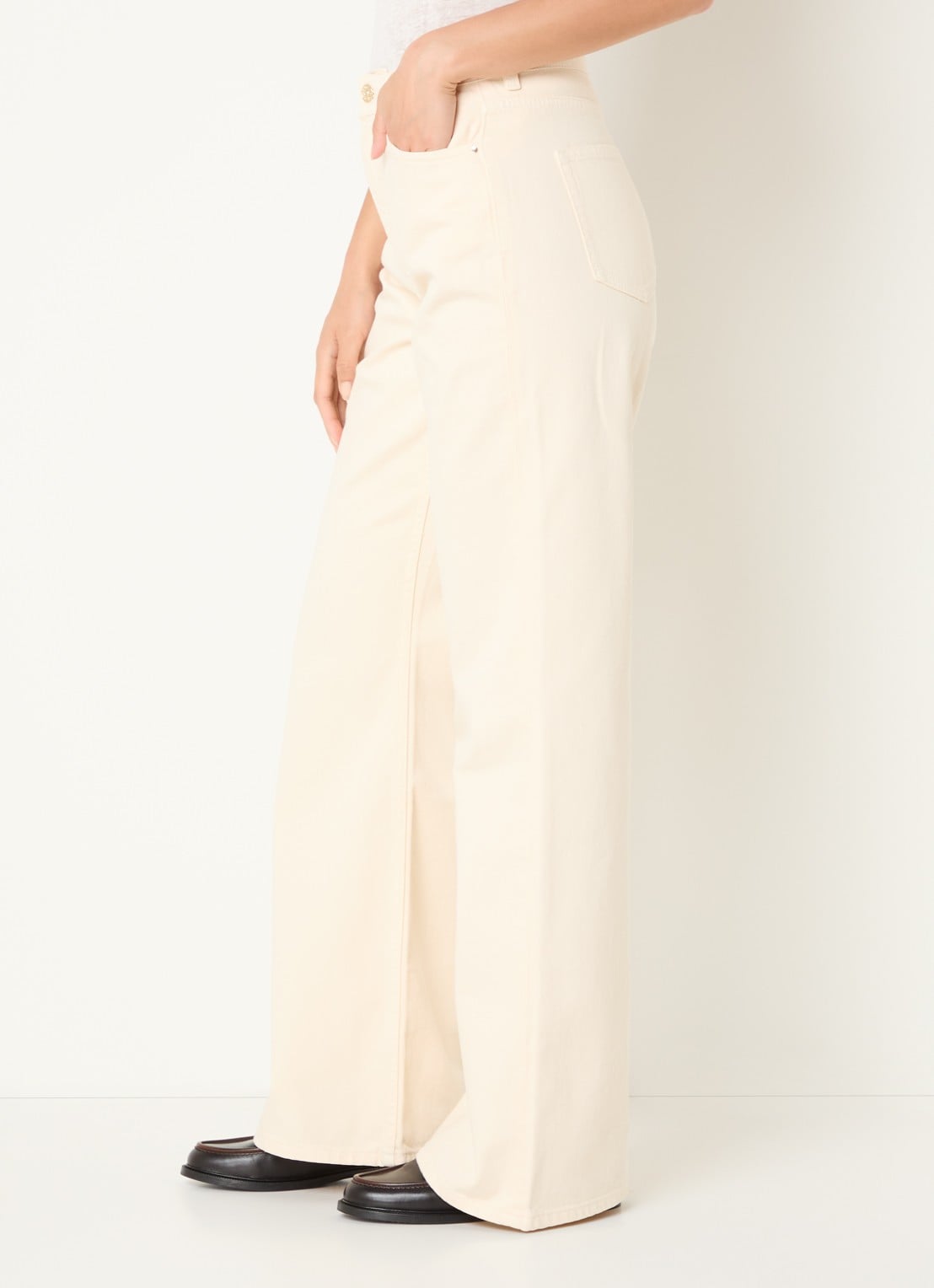 Claudie Pierlot High waist flared jeans met gekleurde wassing - detail 3 beige