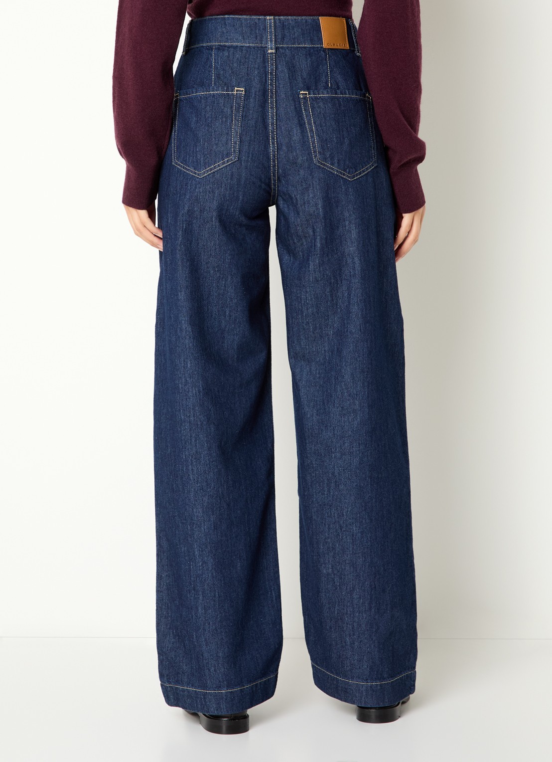Claudie Pierlot High waist loose fit jeans met donkere wassing - achterkant 5 indigo
