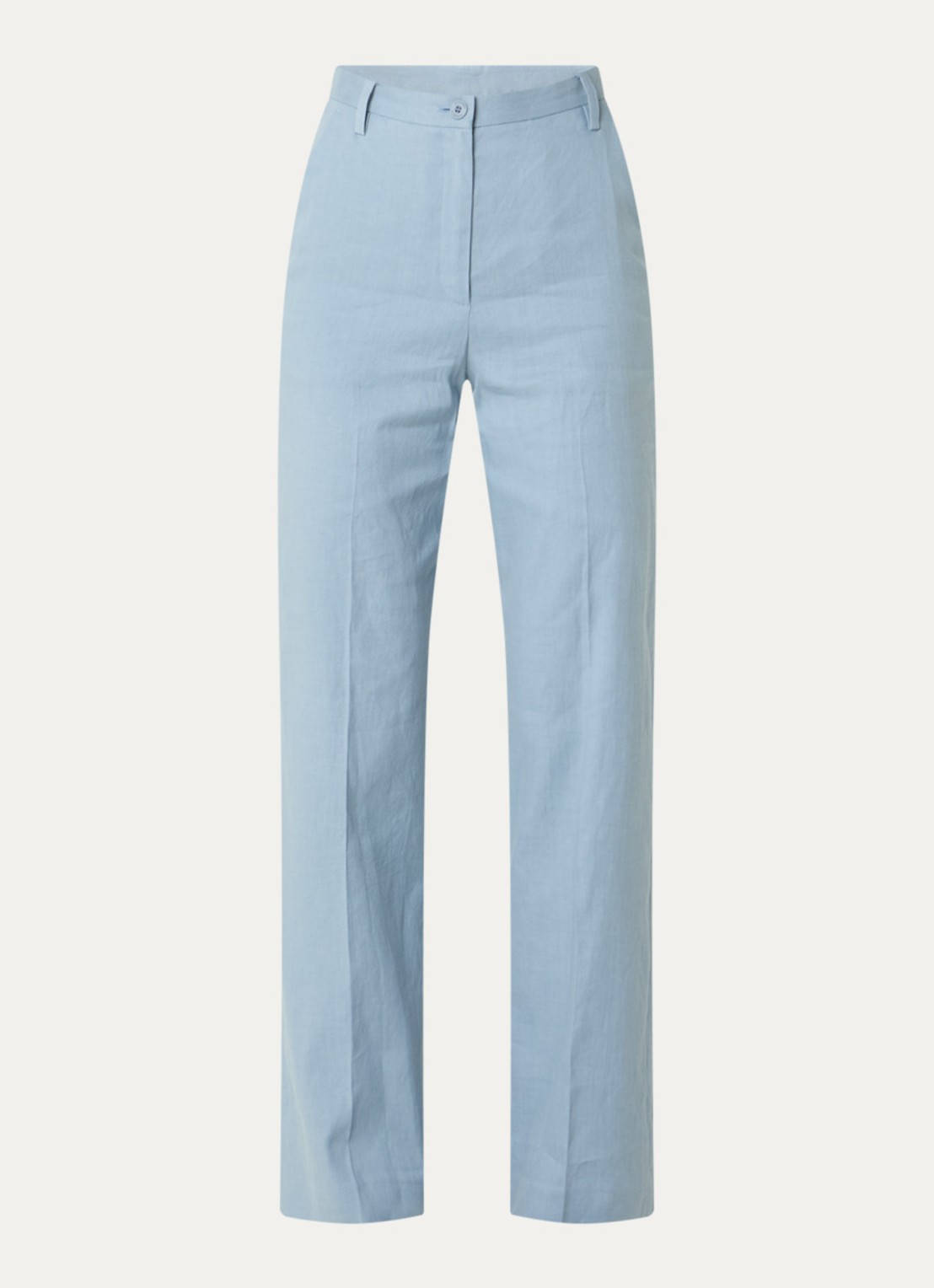 Claudie Pierlot High waist loose fit pantalon in linnenblend - voorkant 2 lichtblauw