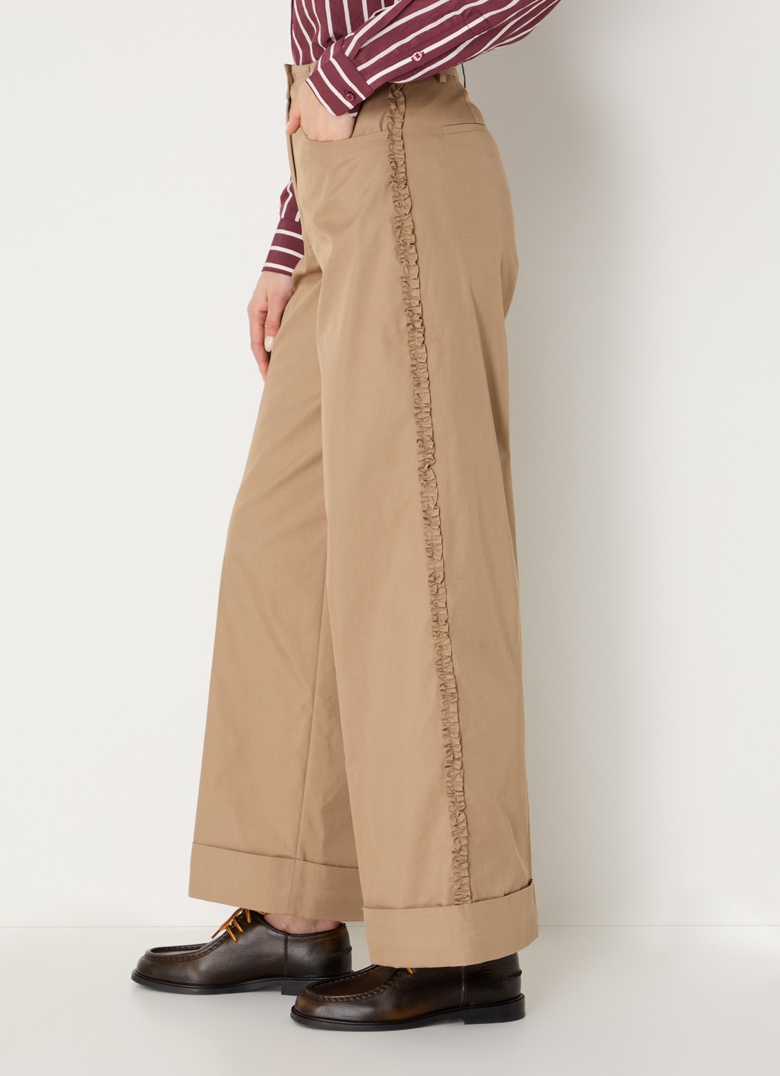 Claudie Pierlot High waist loose fit pantalon met steekzakken - detail 2 camel