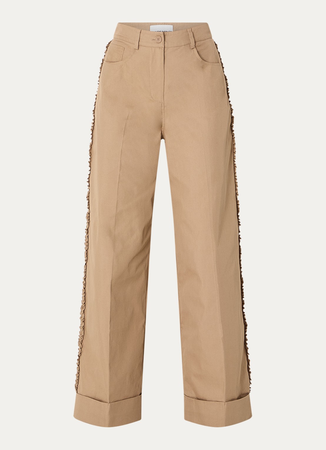 Claudie Pierlot High waist loose fit pantalon met steekzakken - voorkant 4 camel