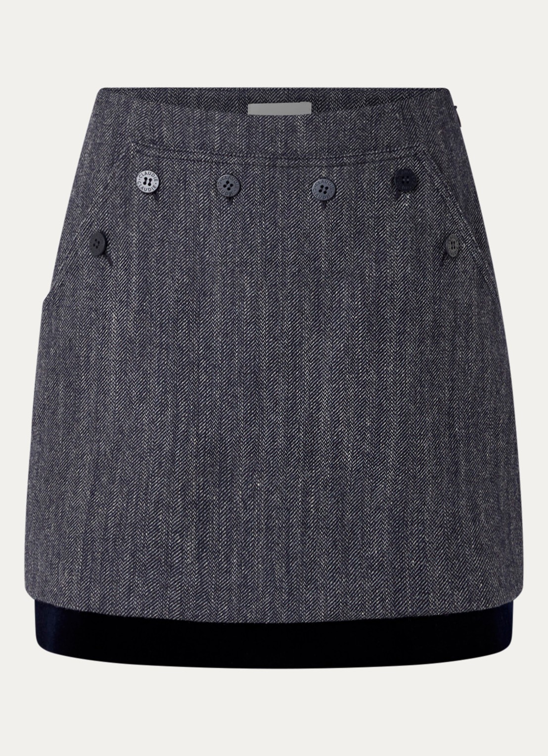Claudie Pierlot High waist mini rok in wolblend - voorkant donkergrijs
