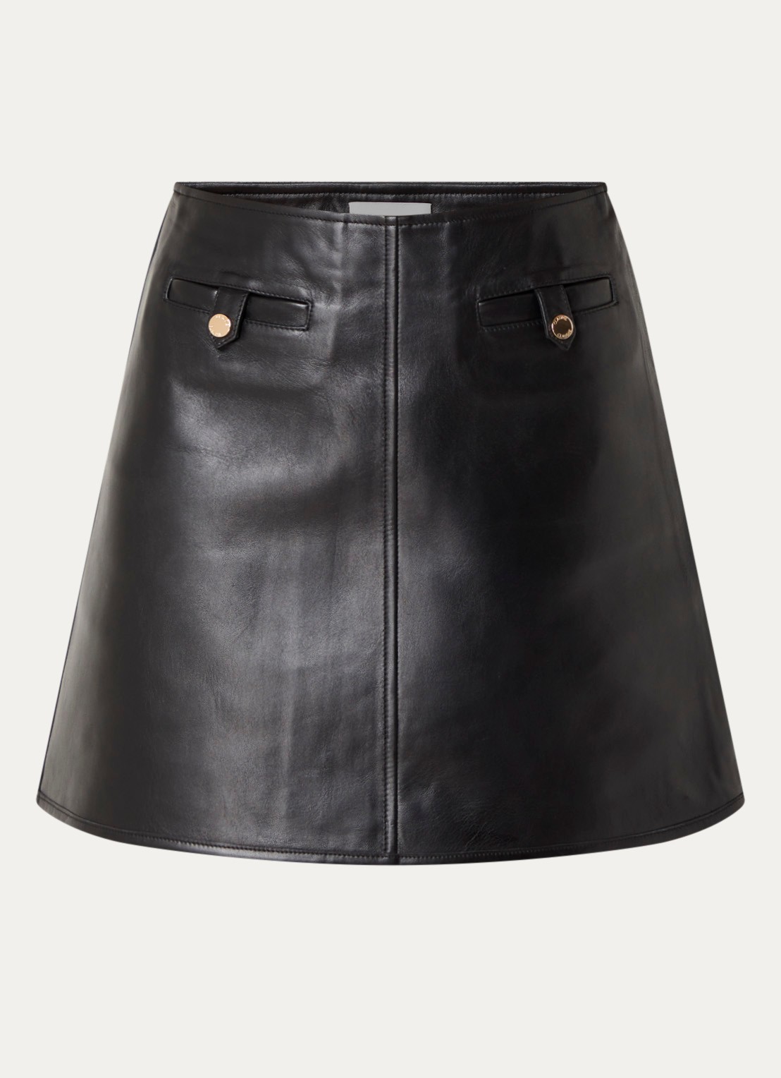 Claudie Pierlot High waist mini rok van imitatieleer - voorkant 3 zwart