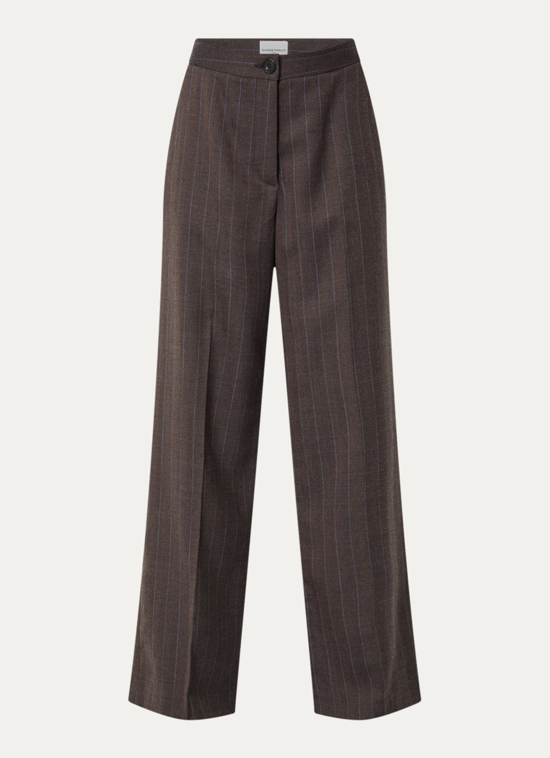 Claudie Pierlot High waist straight fit broek in wolblend - voorkant 2 donkerbruin