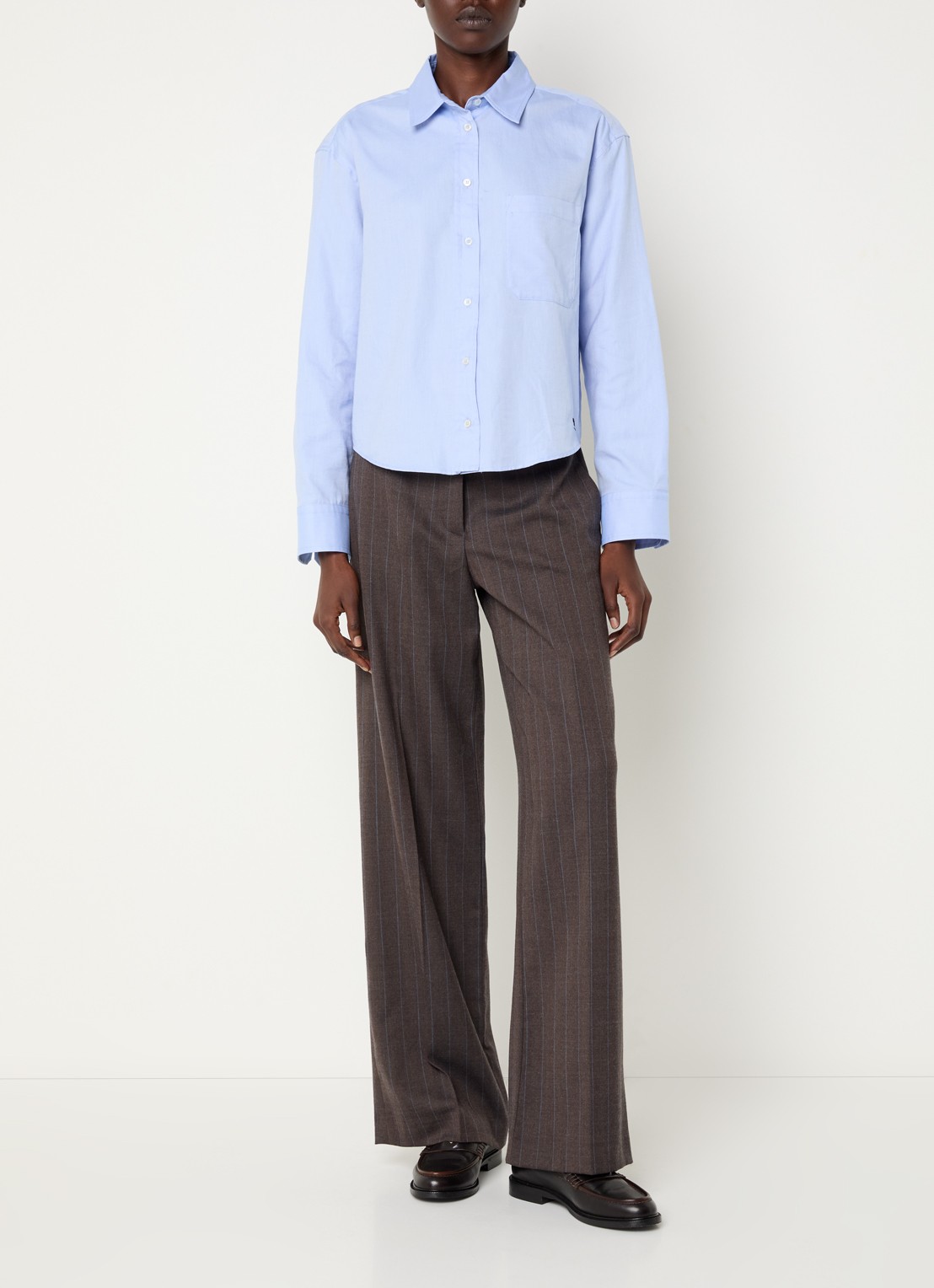 Claudie Pierlot High waist straight fit broek in wolblend - voorkant 3 donkerbruin