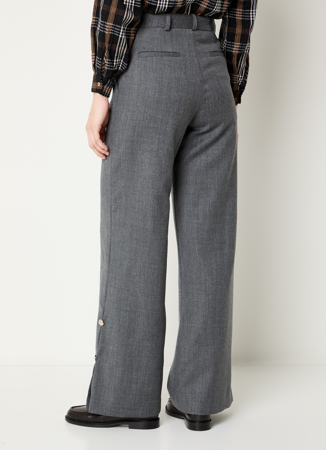 Claudie Pierlot High waist straight fit broek met steekzakken - achterkant 4 grijs