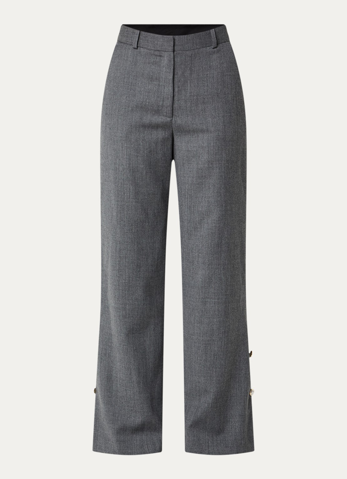 Claudie Pierlot High waist straight fit broek met steekzakken - voorkant grijs