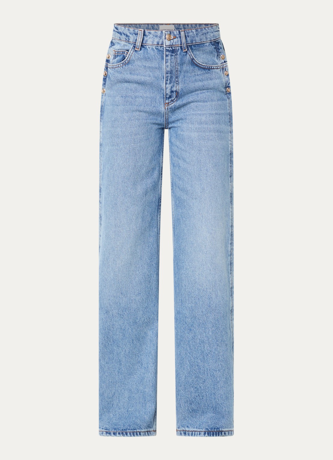 Claudie Pierlot High waist straight fit jeans met lichte wassing - voorkant 4 indigo