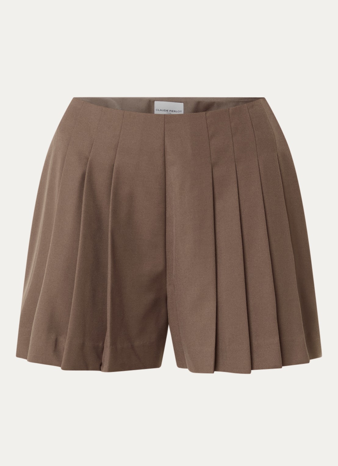 Claudie Pierlot High waist straight fit korte broek in wolblend met plooien - voorkant 3 bruin