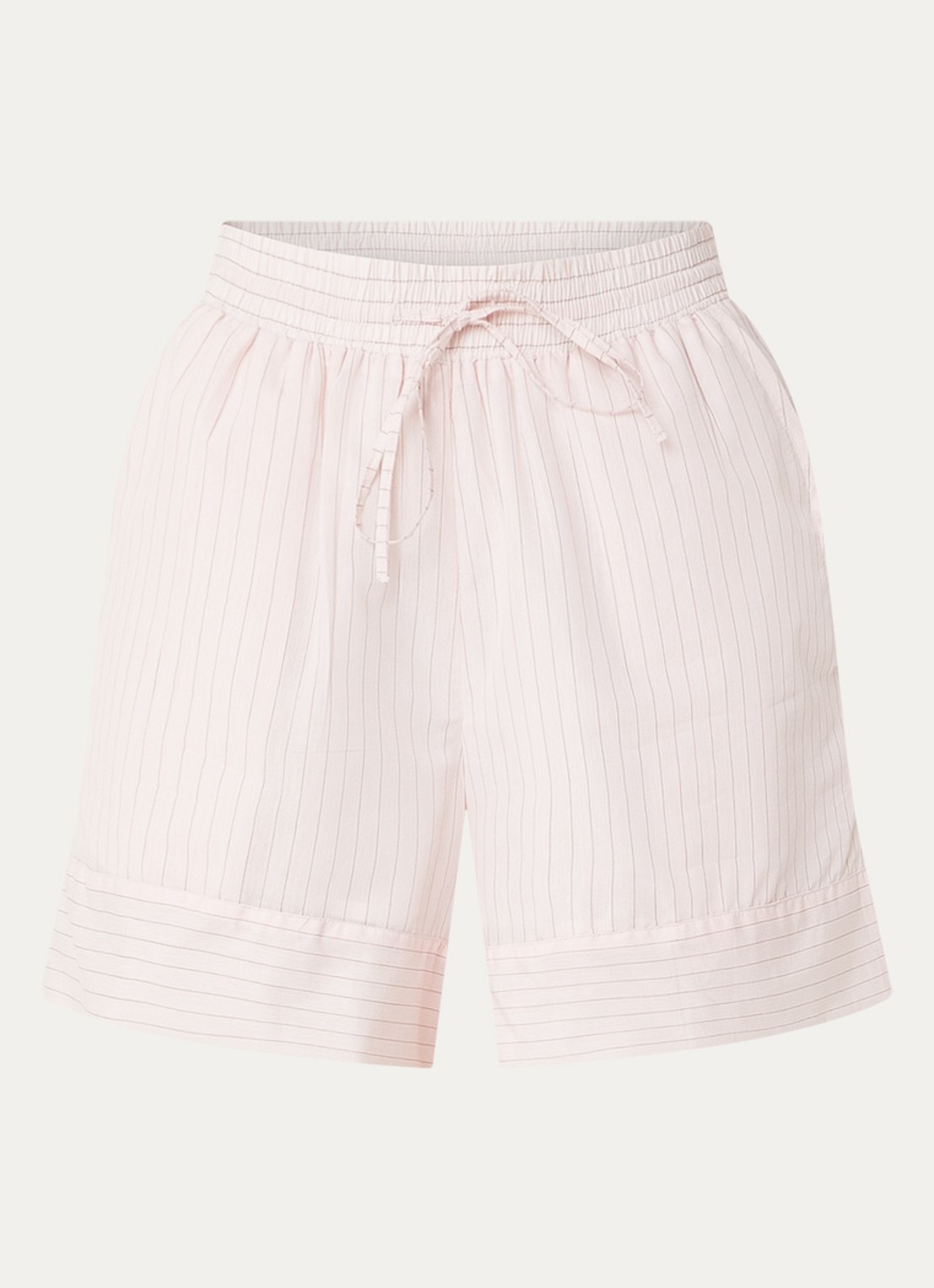 Claudie Pierlot High waist straight fit korte broek met streepprint - voorkant 2 lichtroze