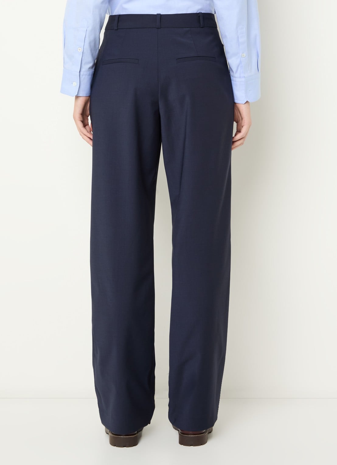 Claudie Pierlot High waist straight fit pantalon met steekzakken - achterkant 2 donkerblauw