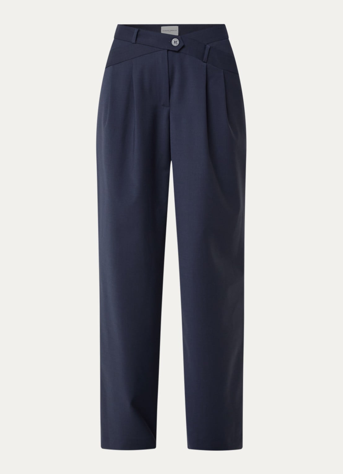 Claudie Pierlot High waist straight fit pantalon met steekzakken - voorkant 3 donkerblauw