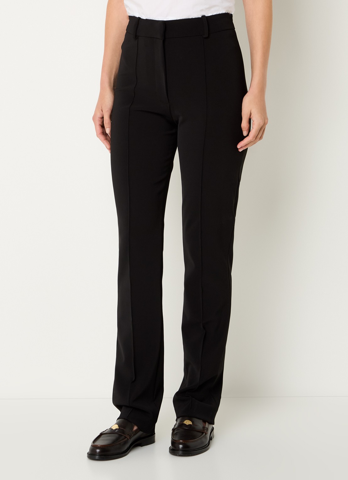 Claudie Pierlot High waist straight fit pantalon met stretch - detail 3 zwart