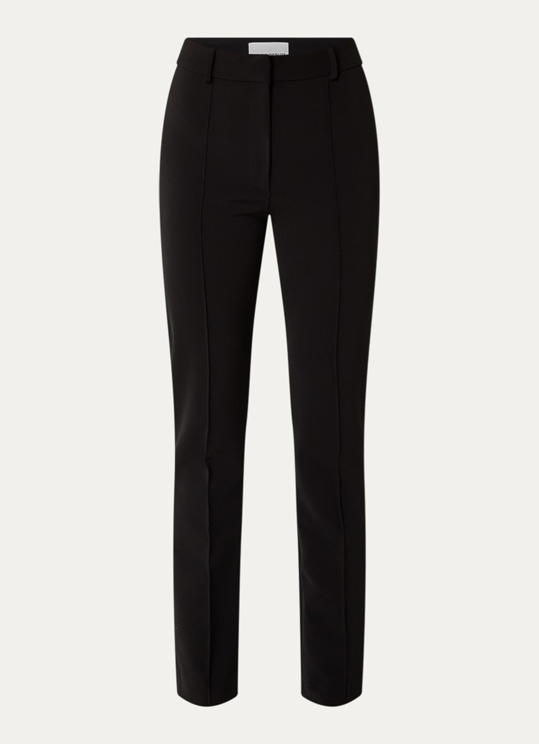 Claudie Pierlot High waist straight fit pantalon met stretch - voorkant zwart