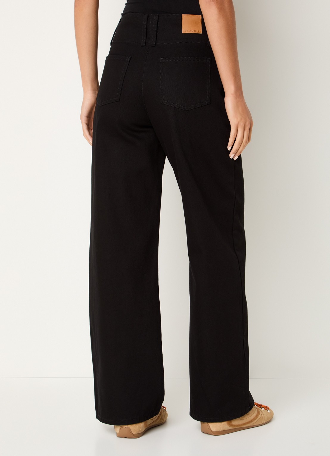 Claudie Pierlot High waist straight leg jeans met gekleurde wassing - achterkant 3 zwart