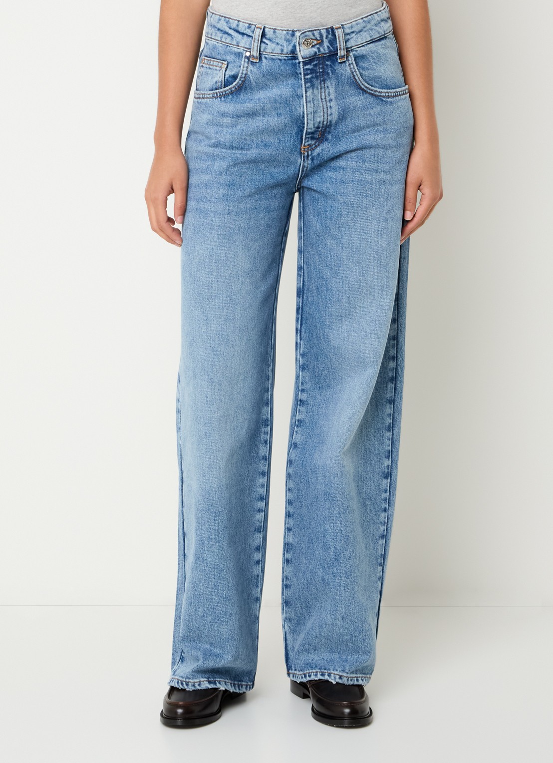 Claudie Pierlot High waist straight leg jeans met lichte wassing - detail 3 indigo