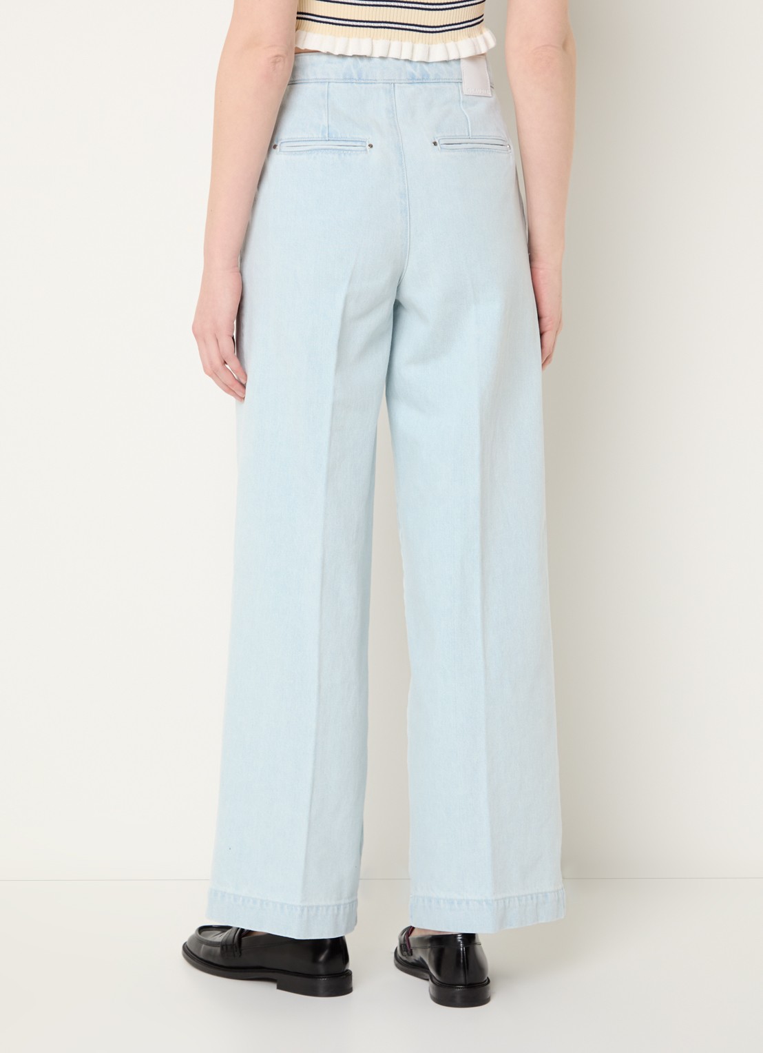 Claudie Pierlot High waist straight leg jeans met lichte wassing - achterkant indigo