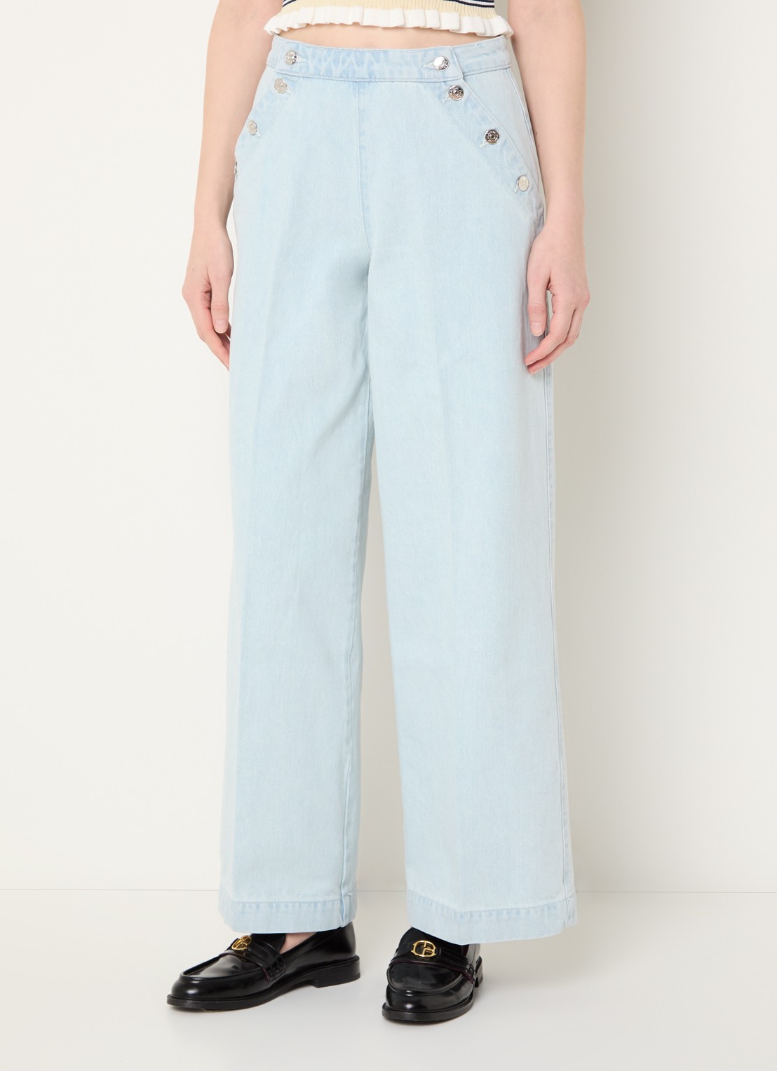 Claudie Pierlot High waist straight leg jeans met lichte wassing - detail 4 indigo