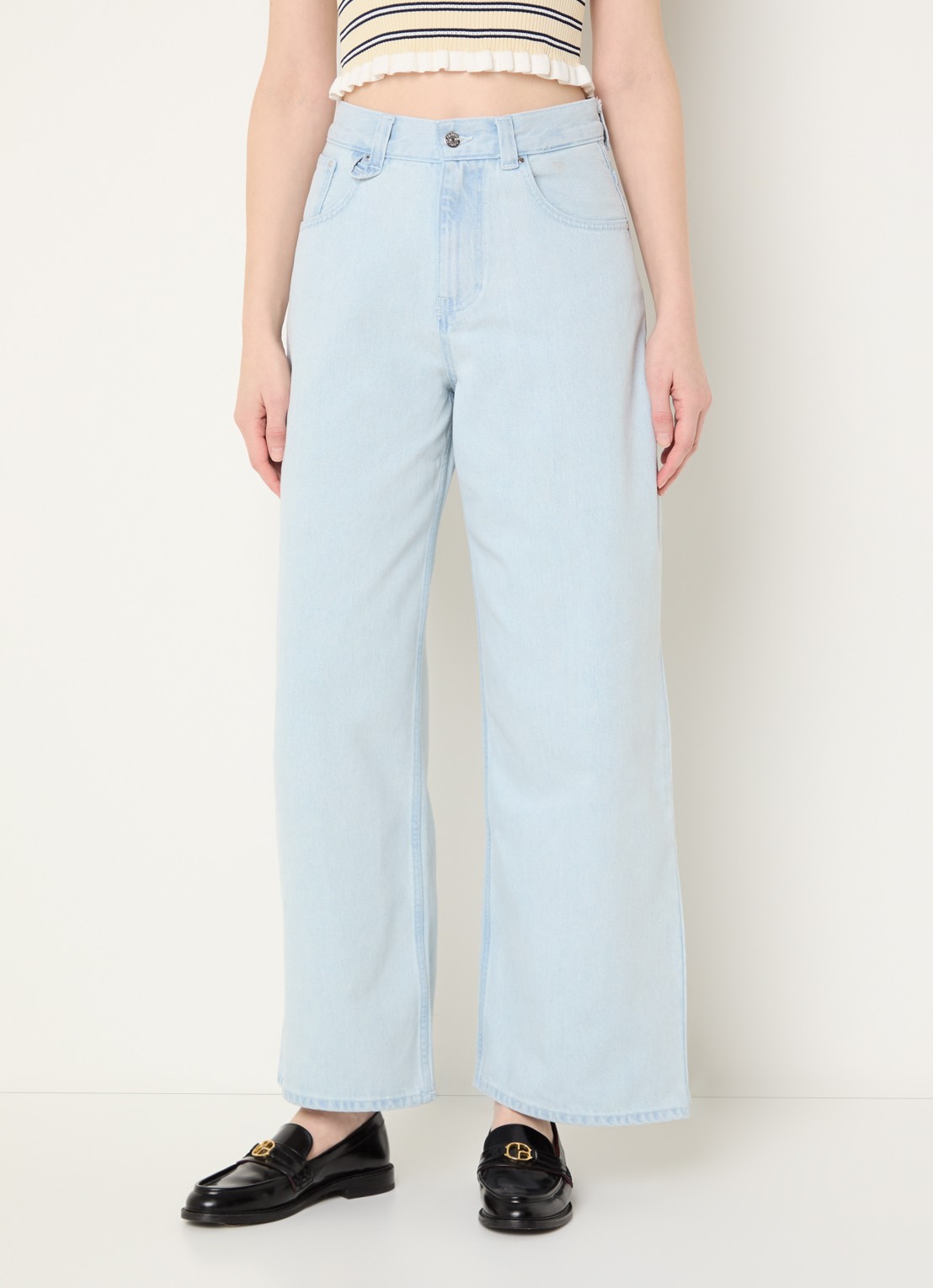 Claudie Pierlot High waist straight leg jeans met lichte wassing - detail indigo