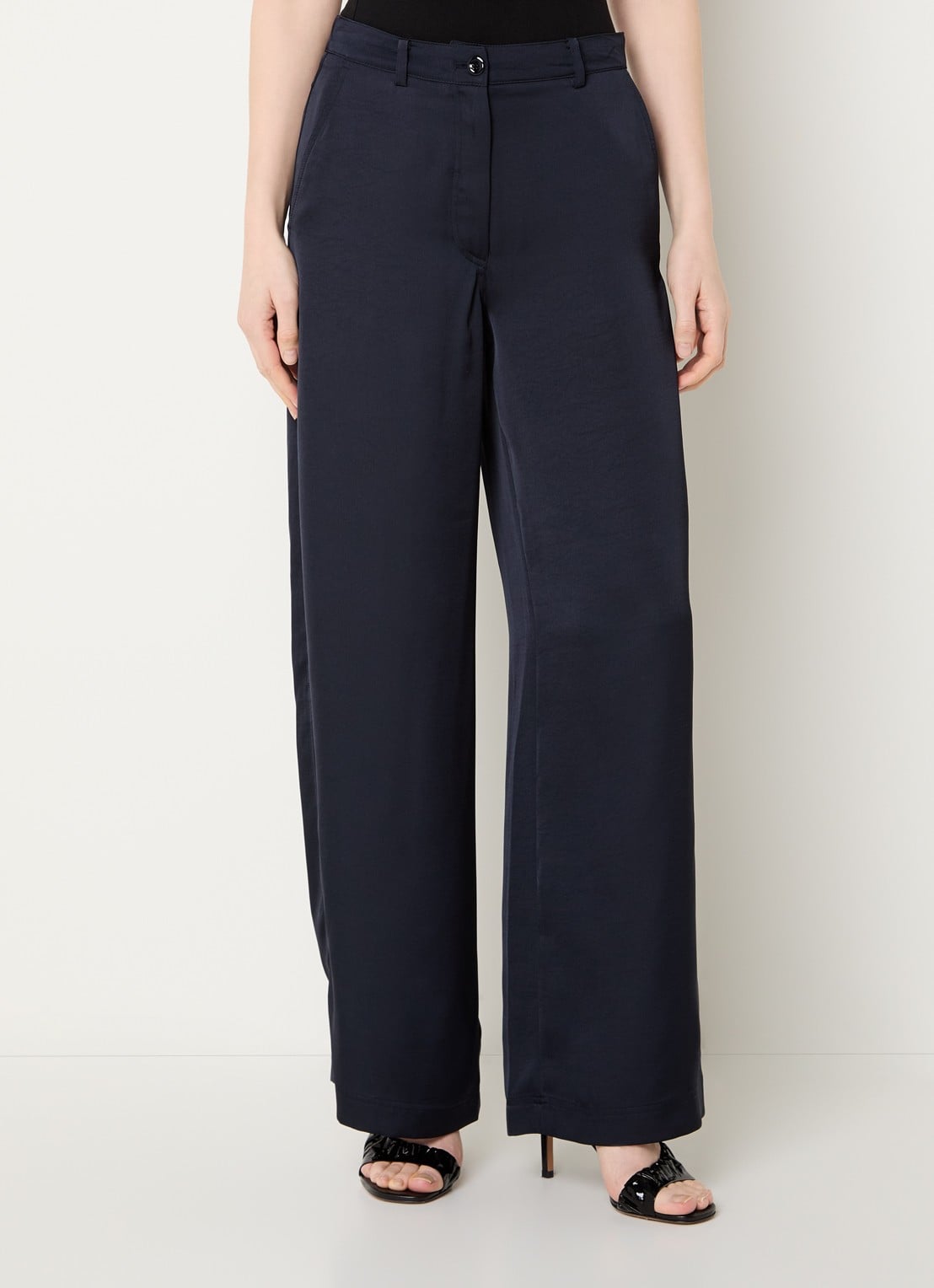 Claudie Pierlot High waist straight leg pantalon met steekzakken - detail donkerblauw