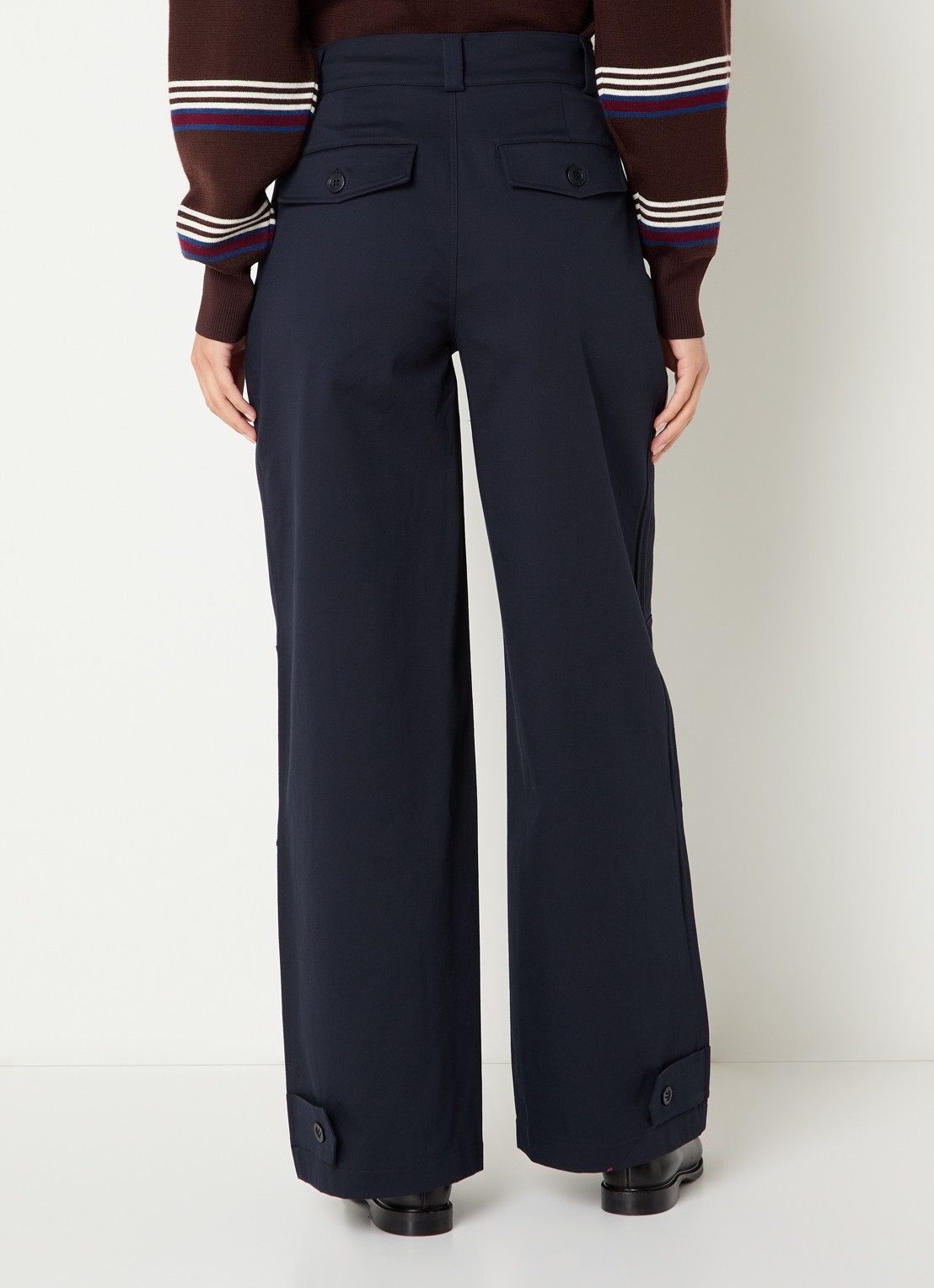 Claudie Pierlot High waist straight leg pantalon met steekzakken - achterkant 3 donkerblauw