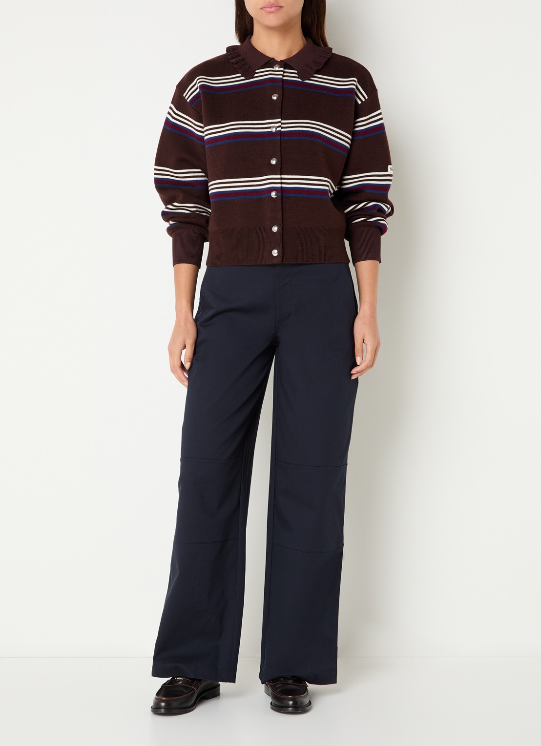Claudie Pierlot High waist straight leg pantalon met steekzakken - voorkant 2 donkerblauw