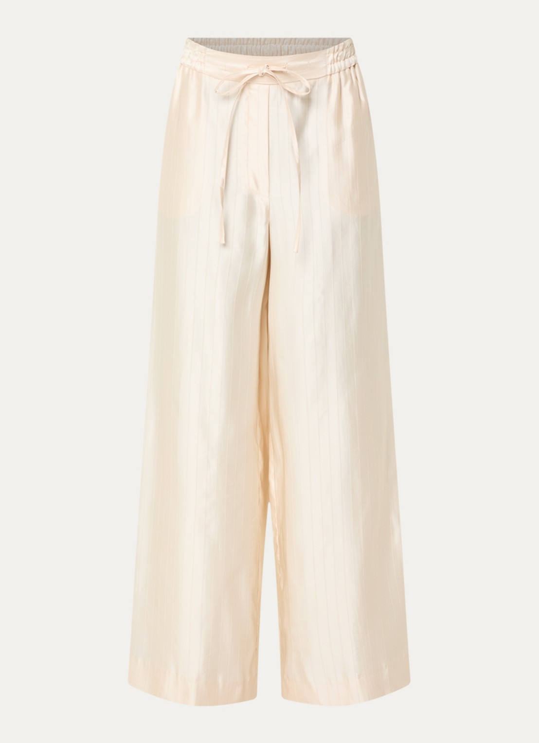 Claudie Pierlot High waist wide fit broek met metallic finish - voorkant vanillegeel