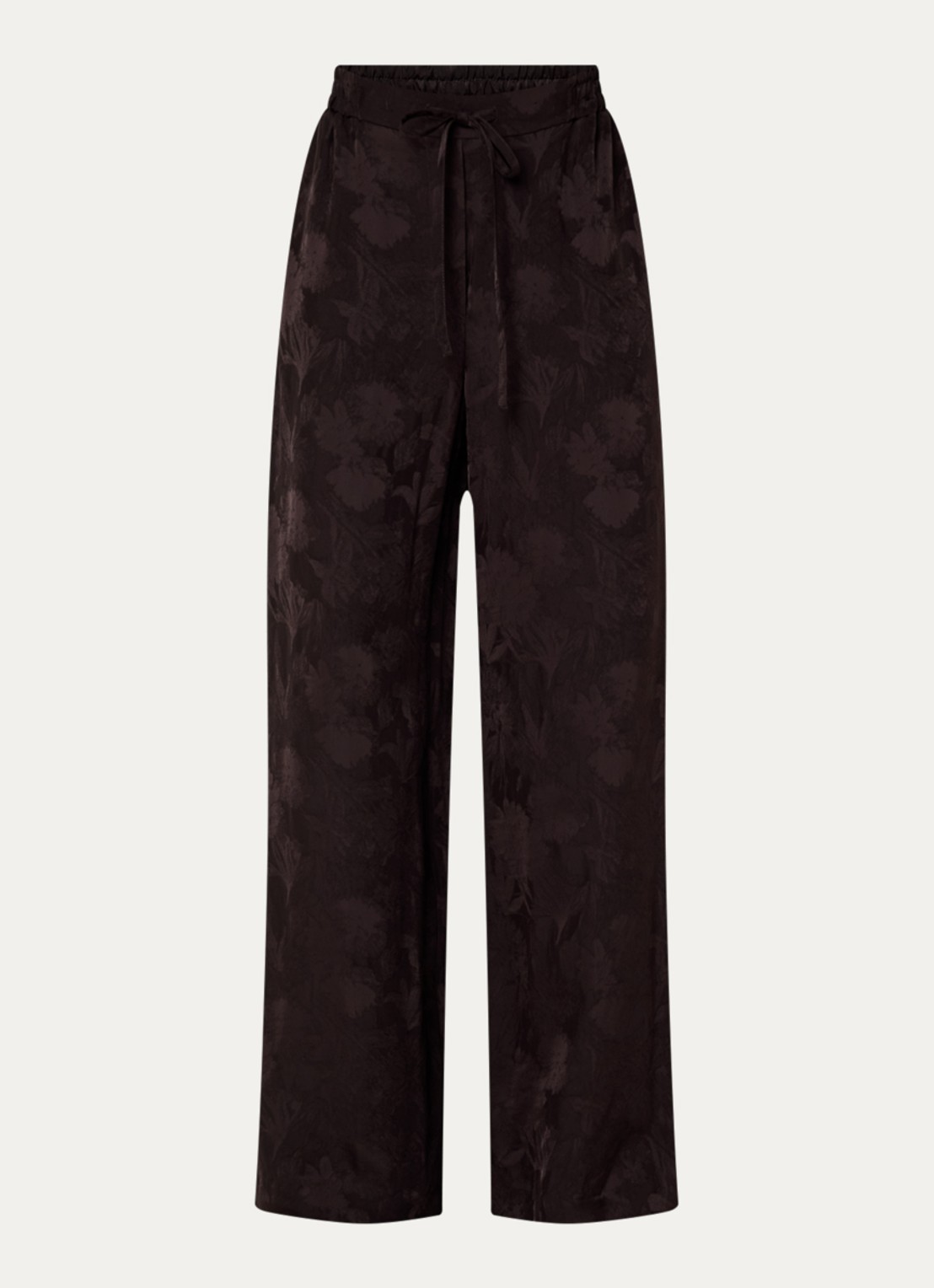 Claudie Pierlot High waist wide fit broek met print - voorkant 2 donkerbruin