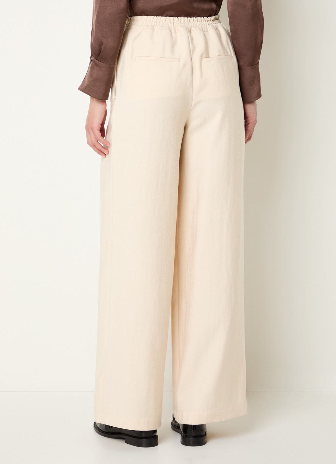 Claudie Pierlot High waist wide fit broek met steekzakken - achterkant 2 creme