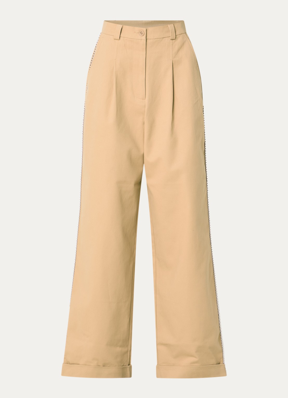 Claudie Pierlot High waist wide fit broek met steekzakken - voorkant 3 camel