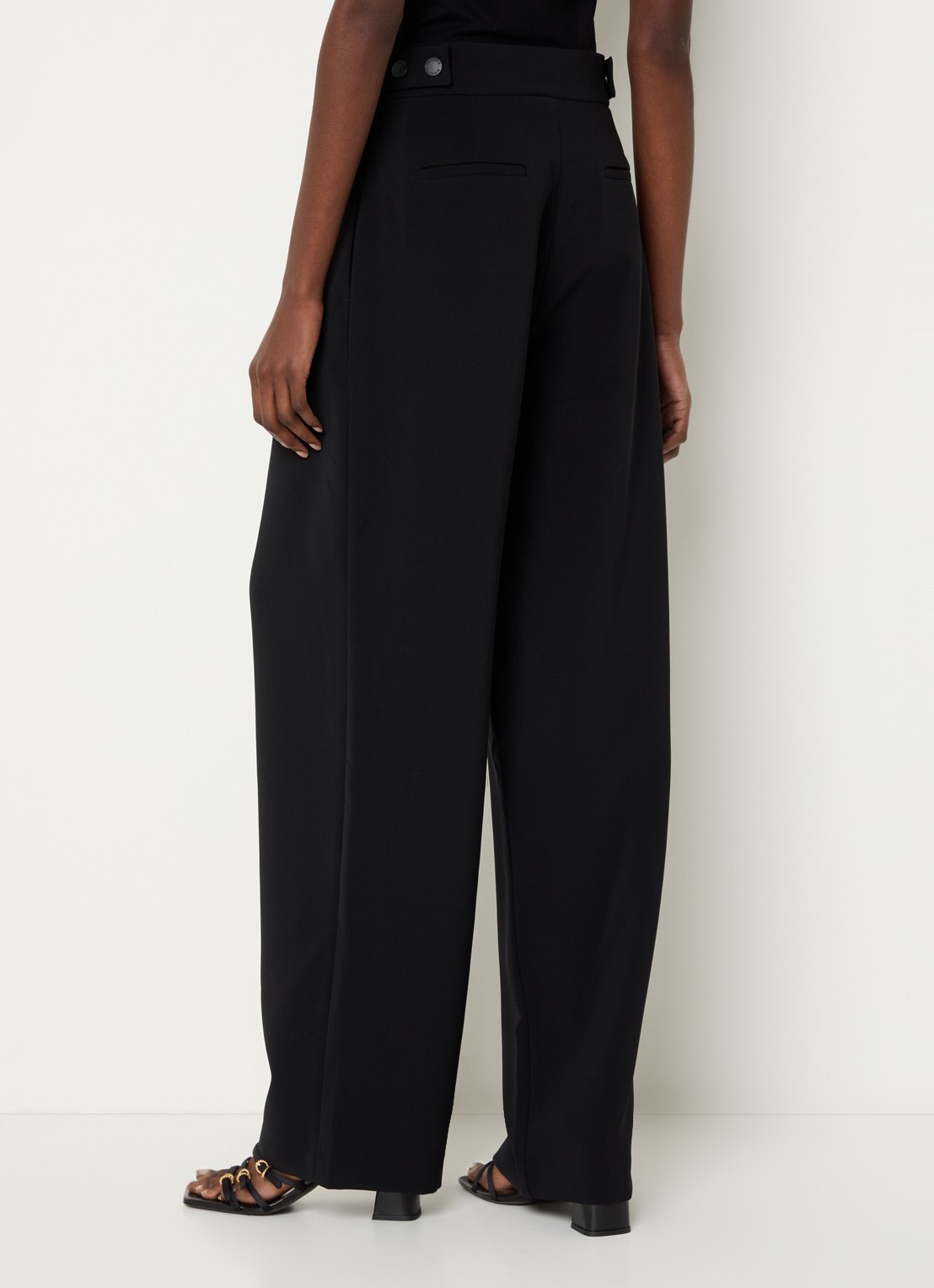 Claudie Pierlot High waist wide fit broek met steekzakken - achterkant 4 zwart