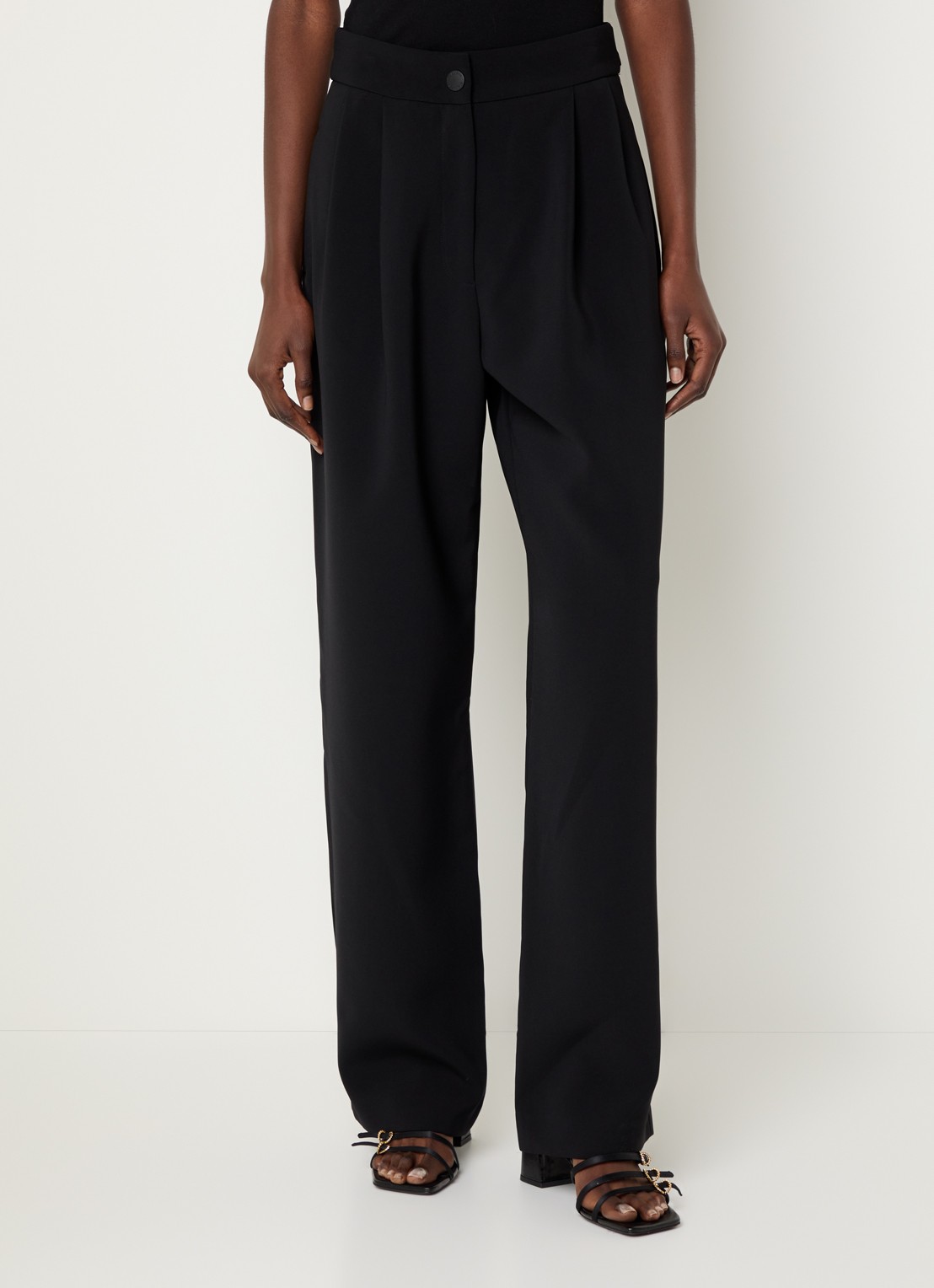 Claudie Pierlot High waist wide fit broek met steekzakken - detail zwart