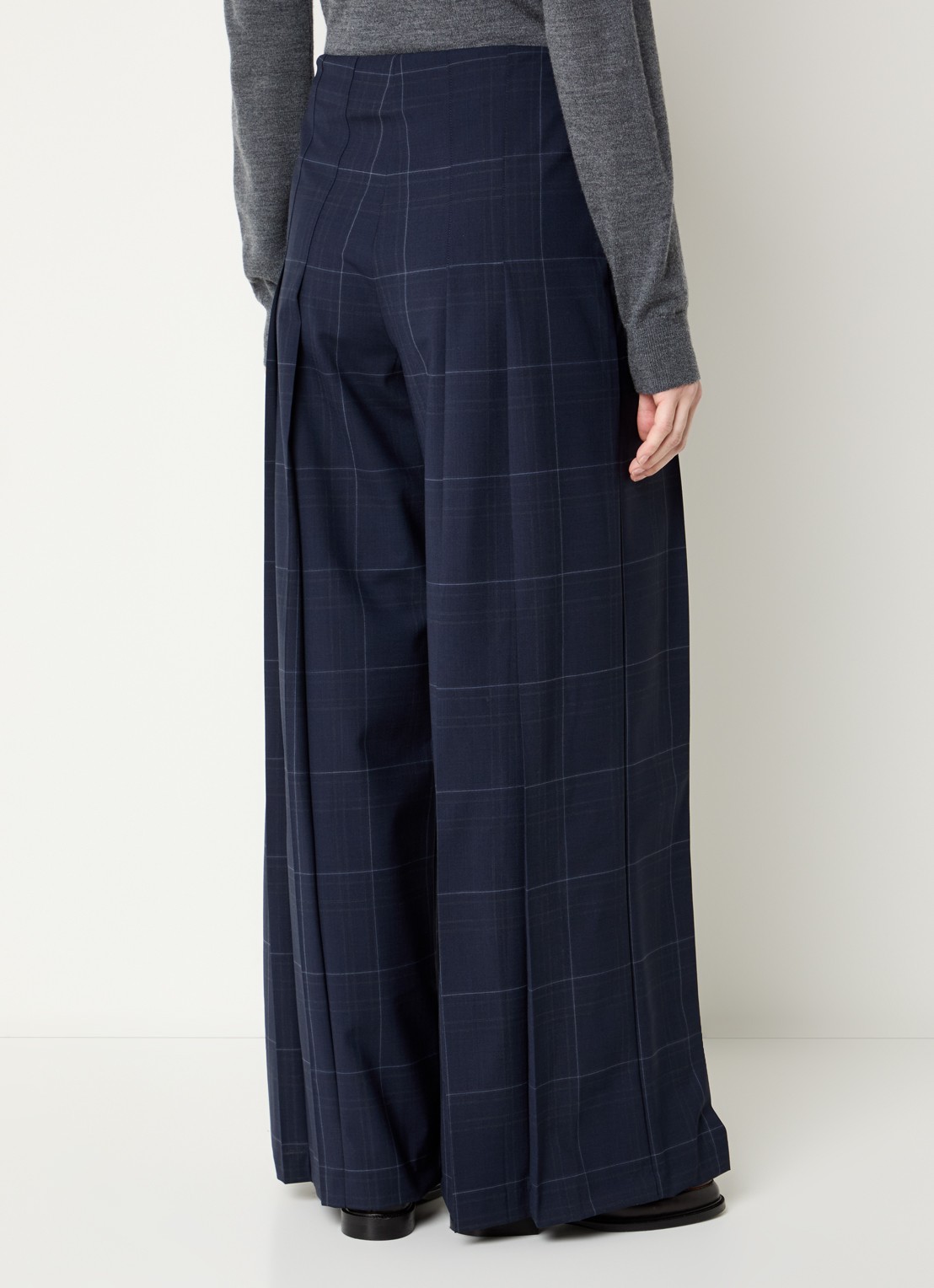 Claudie Pierlot High waist wide fit broek met steekzakken - achterkant 4 donkerblauw