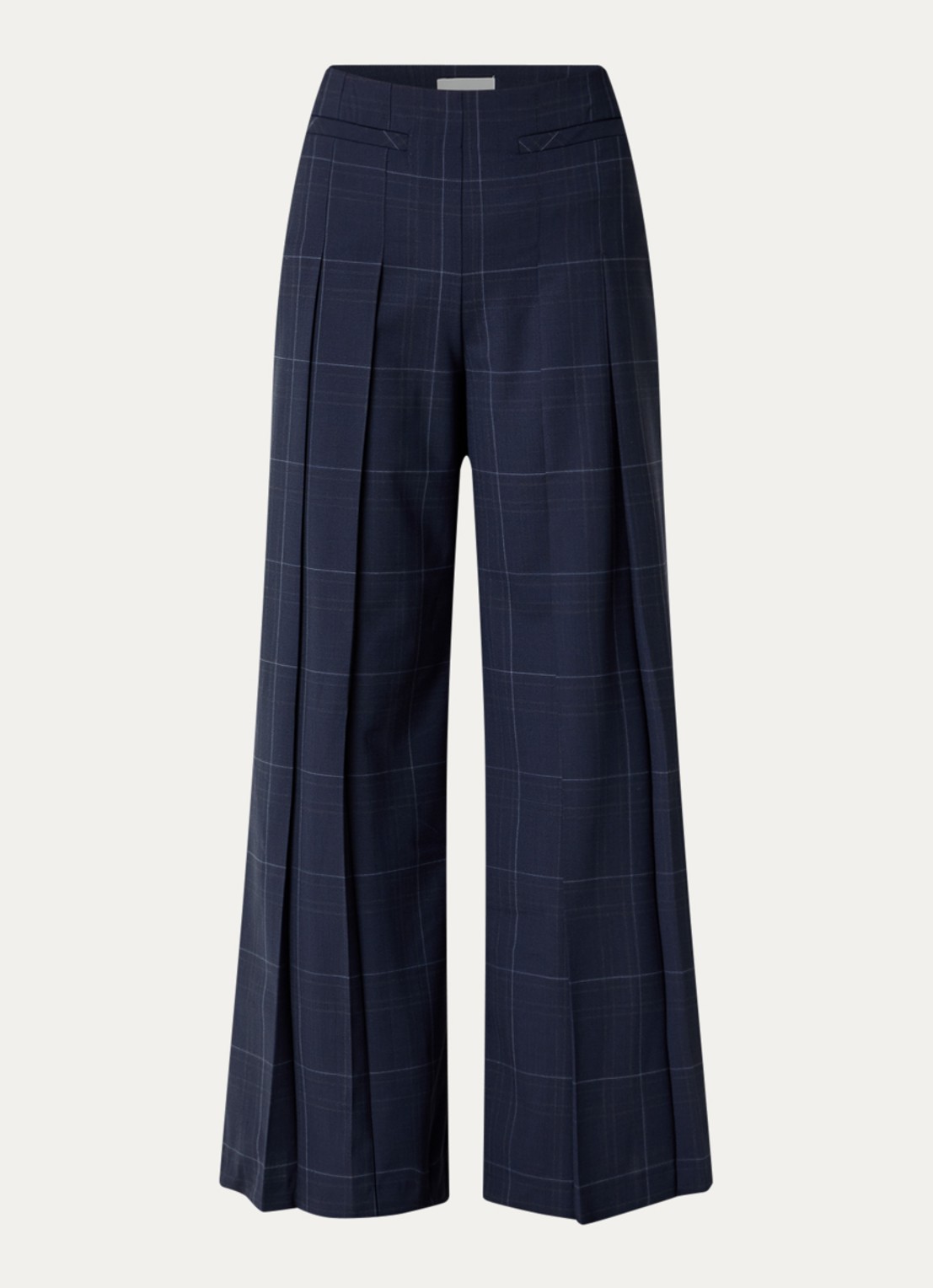 Claudie Pierlot High waist wide fit broek met steekzakken - voorkant donkerblauw