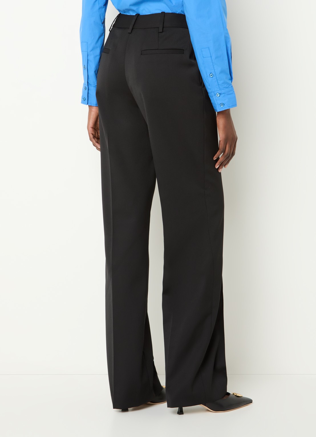 Claudie Pierlot High waist wide fit pantalon in wolblend - achterkant zwart