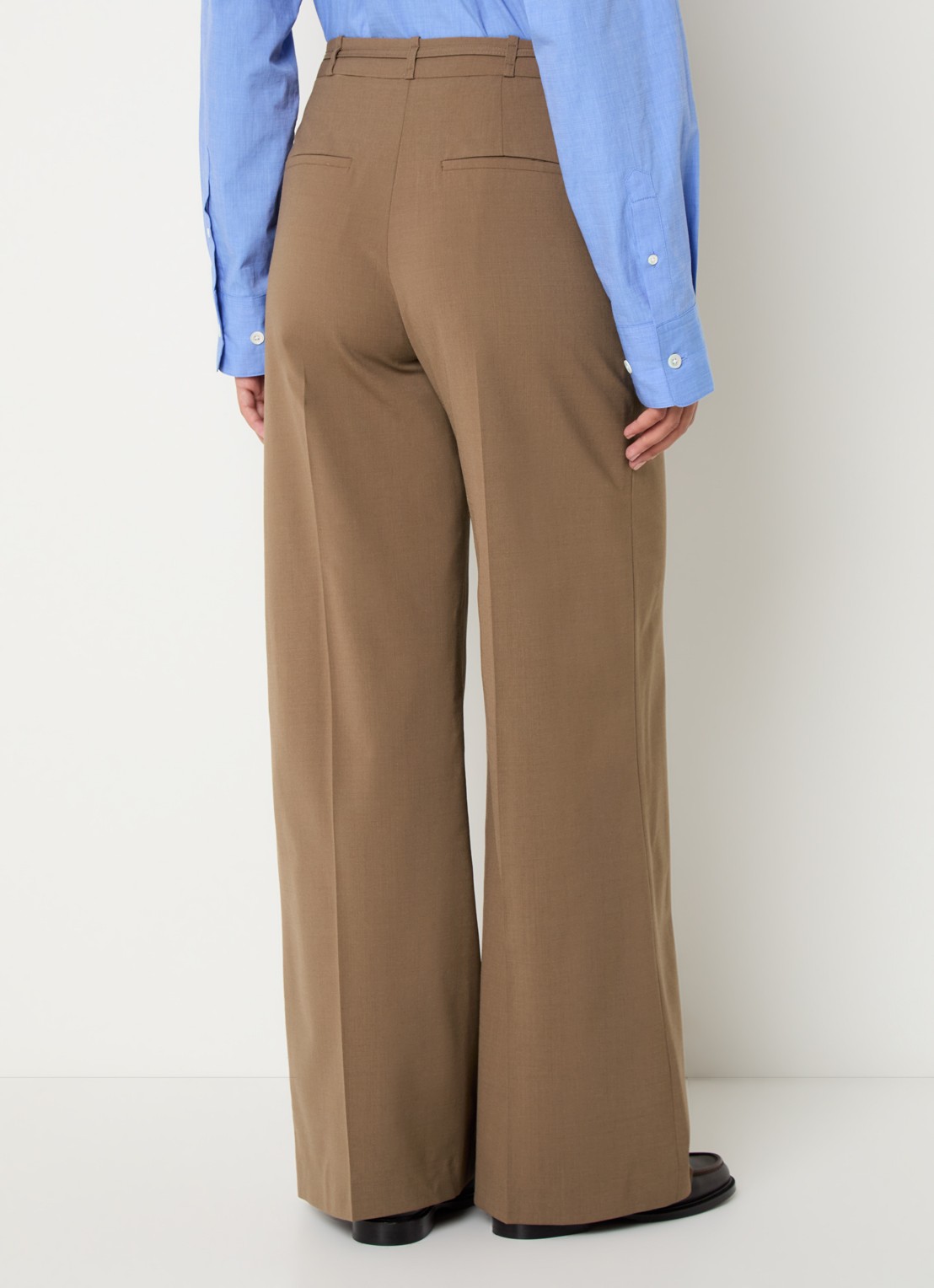 Claudie Pierlot High waist wide fit pantalon met steekzakken - achterkant cognac