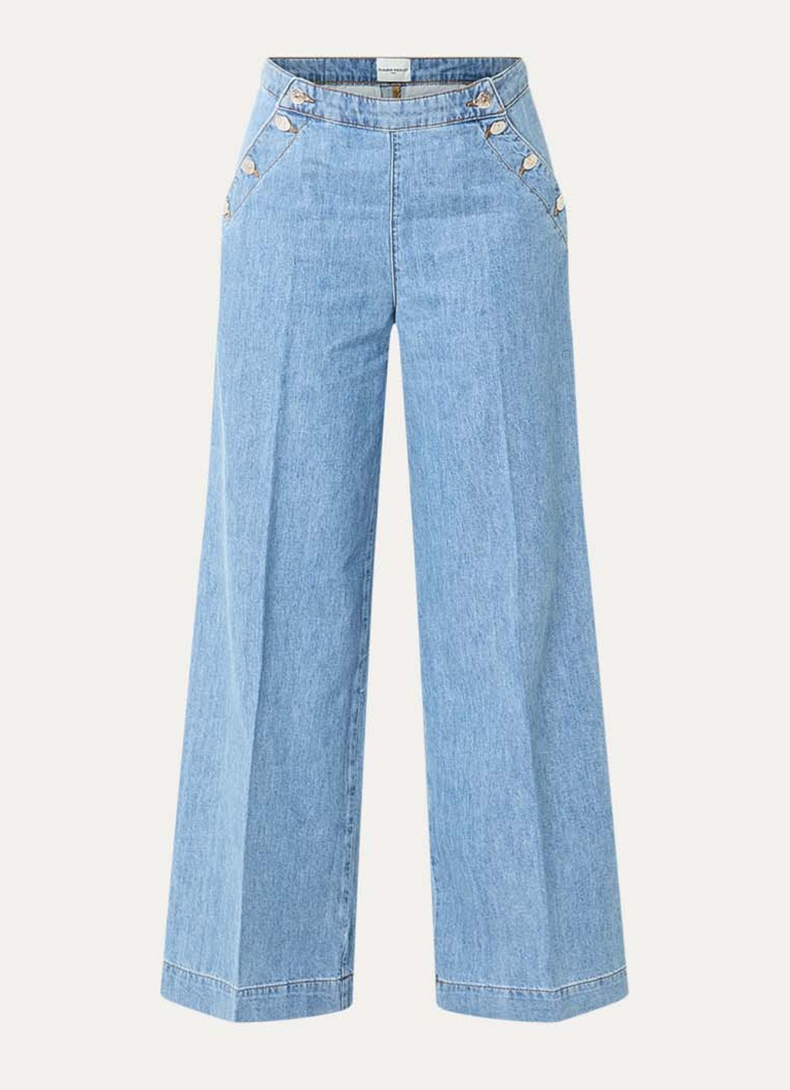 Claudie Pierlot High waist wide leg jeans met lichte wassing - voorkant 3 lichtblauw