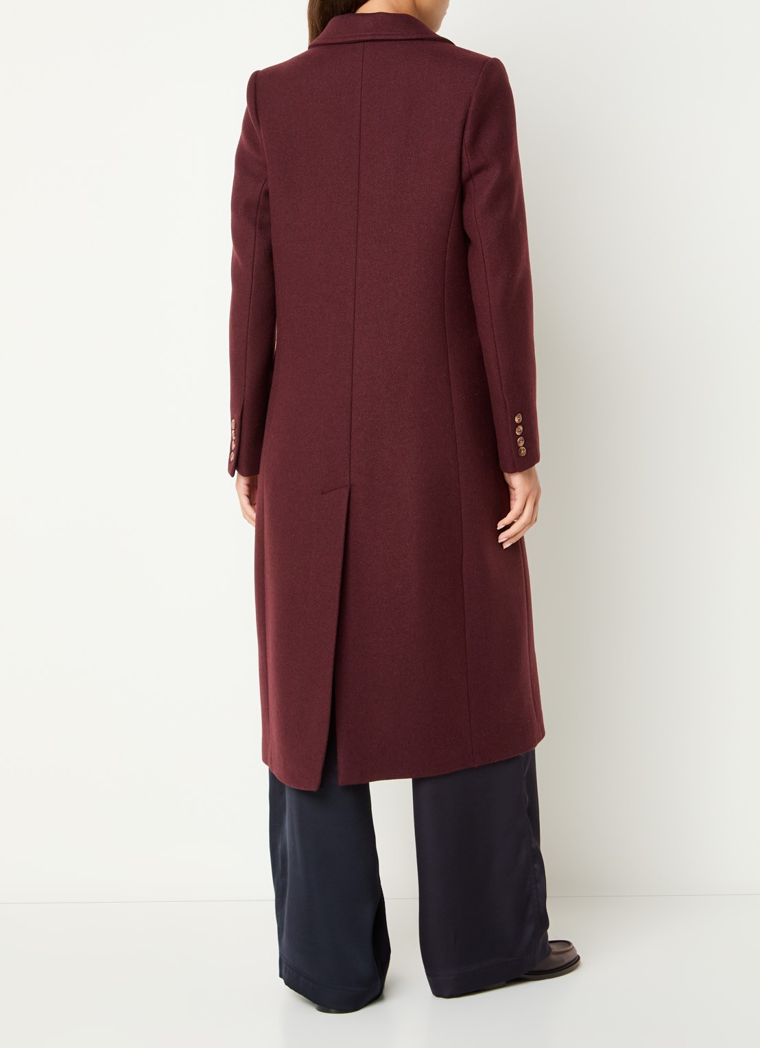 Claudie Pierlot Inny mantel van wolblend met klepzakken - achterkant 2 aubergine