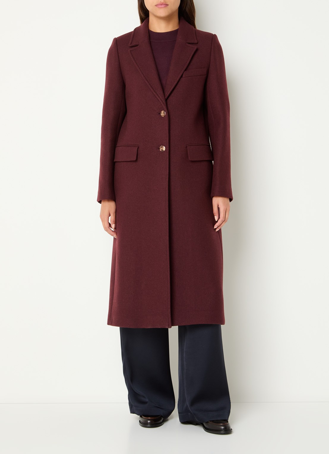 Claudie Pierlot Inny mantel van wolblend met klepzakken - detail aubergine