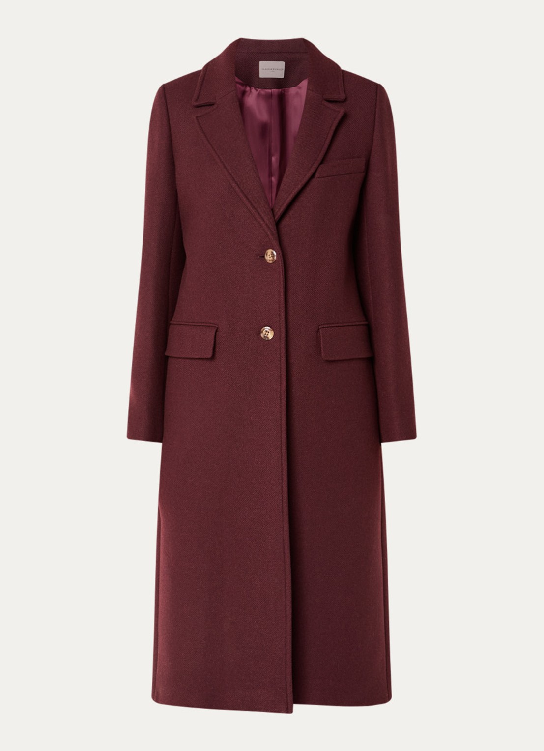 Claudie Pierlot Inny mantel van wolblend met klepzakken - voorkant 3 aubergine