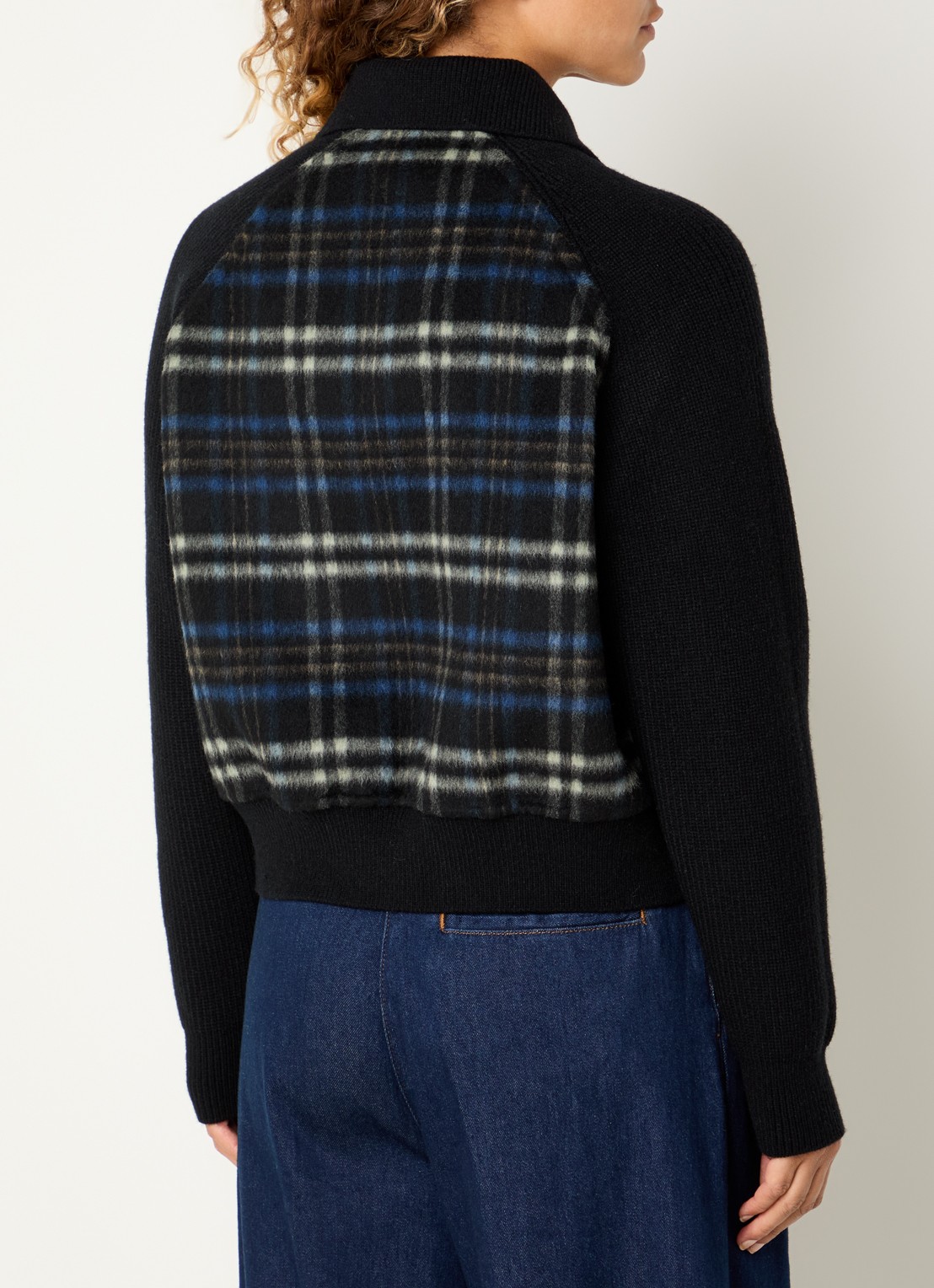 Claudie Pierlot Jack in alpaca wolblend met ruitdessin - achterkant zwart
